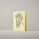 Botanical greeting card featuring a detailed hand-drawn Daffodil flower illustration by Atelier Auge