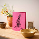 Botanical greeting card featuring a detailed hand-drawn Foxglove flower illustration by Atelier Auge