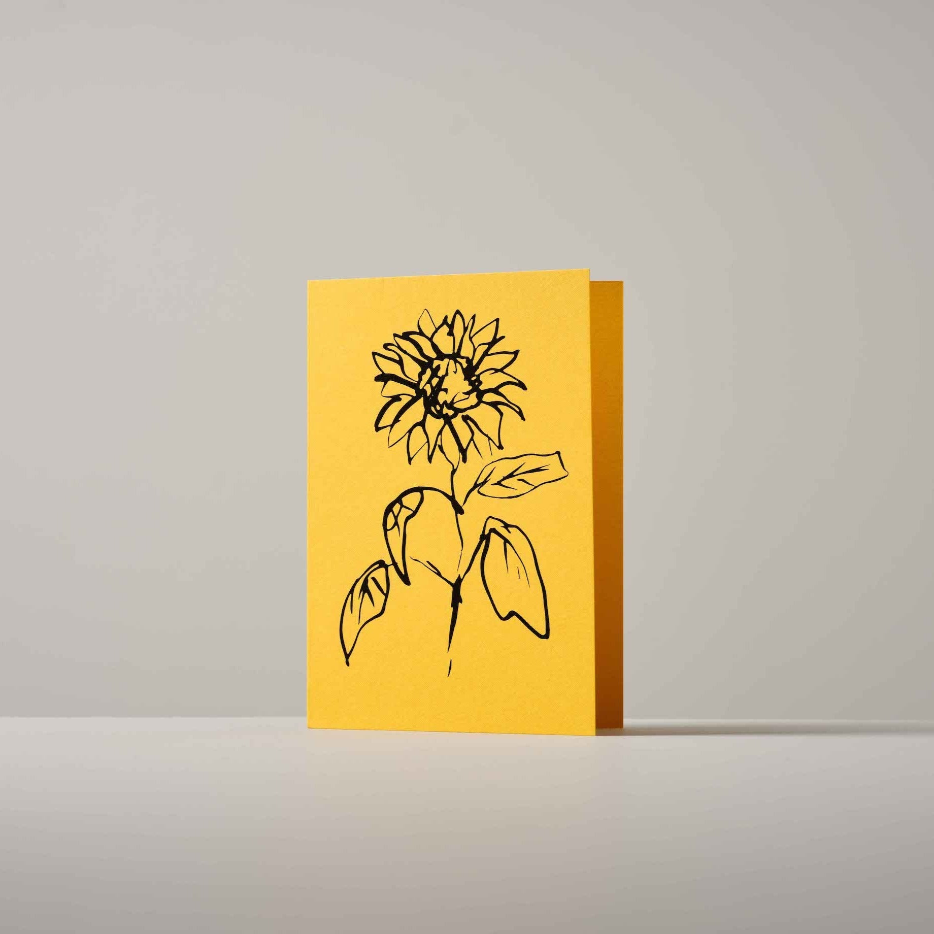 Botanical greeting card featuring a detailed hand-drawn Sunflower illustration by Atelier Auge