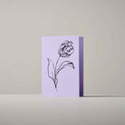 A minimalist Purple art card featuring a hand-drawn Tulip flower sketch with detailed botanical illustration.